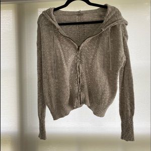 Full Zip Grey & White Heathered Hoodie